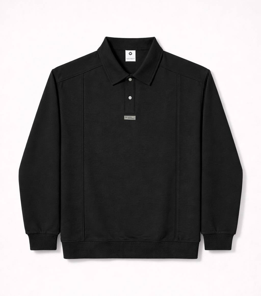 Logo Patch Buttoned Polo Sweatshirt