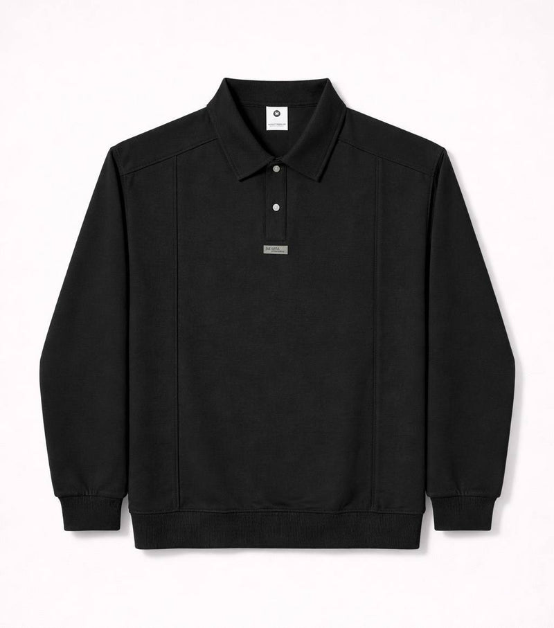 Logo Patch Buttoned Polo Sweatshirt