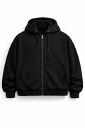 Sherpa-Lined Zip Hoodie - Black