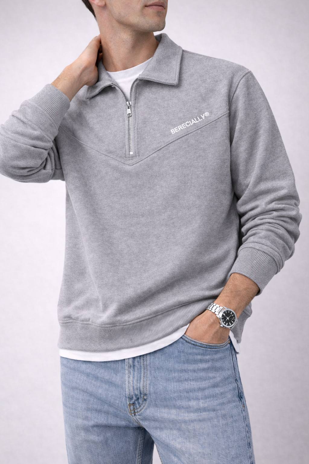 ESPECIALLY® Contrast-Panel Quarter-Zip Sweatshirt