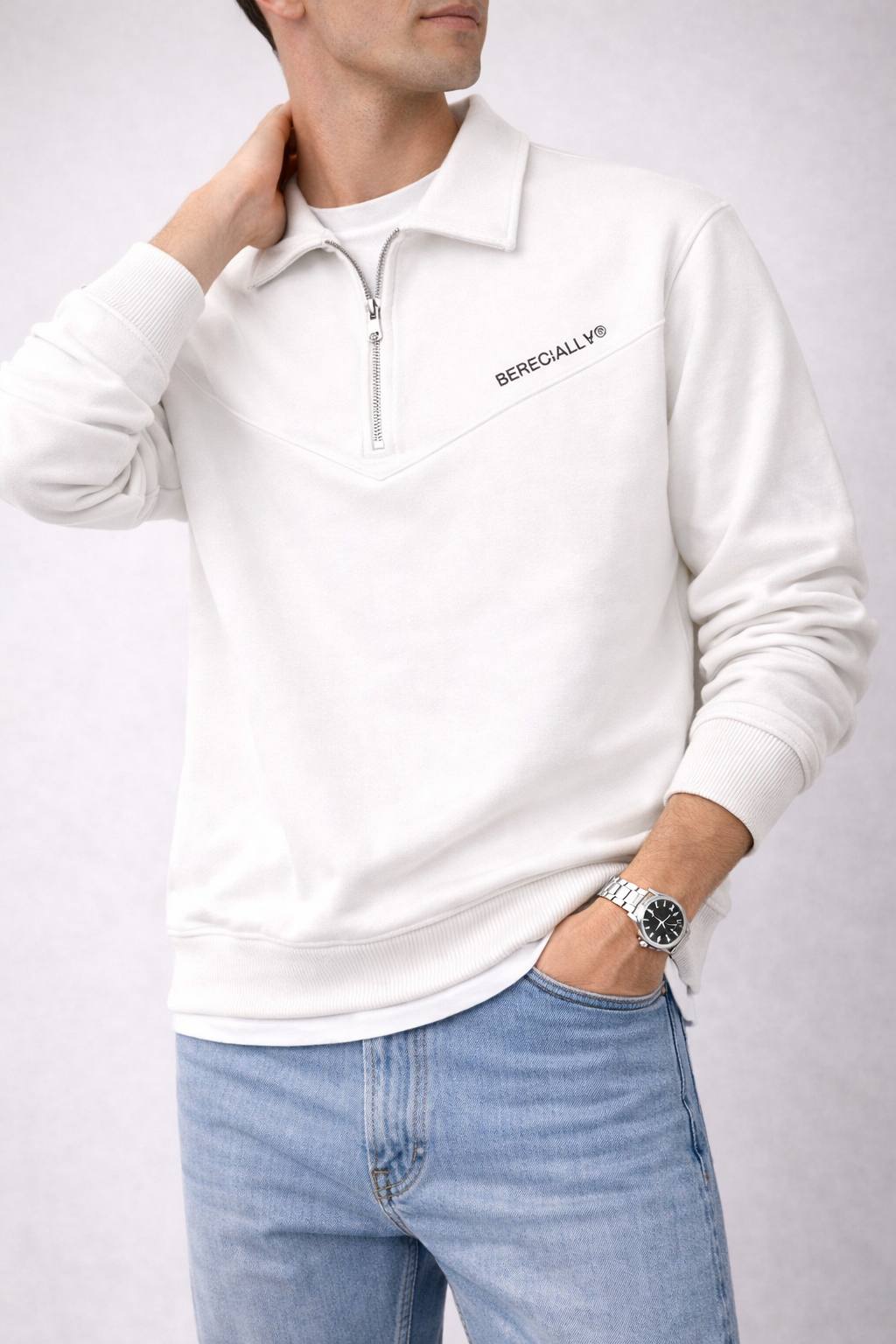 ESPECIALLY® Contrast-Panel Quarter-Zip Sweatshirt