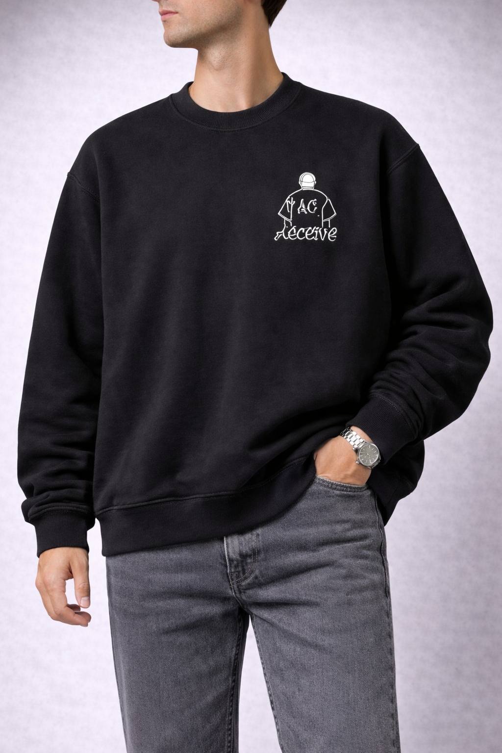 "Active" Graphic Sweatshirt – Black