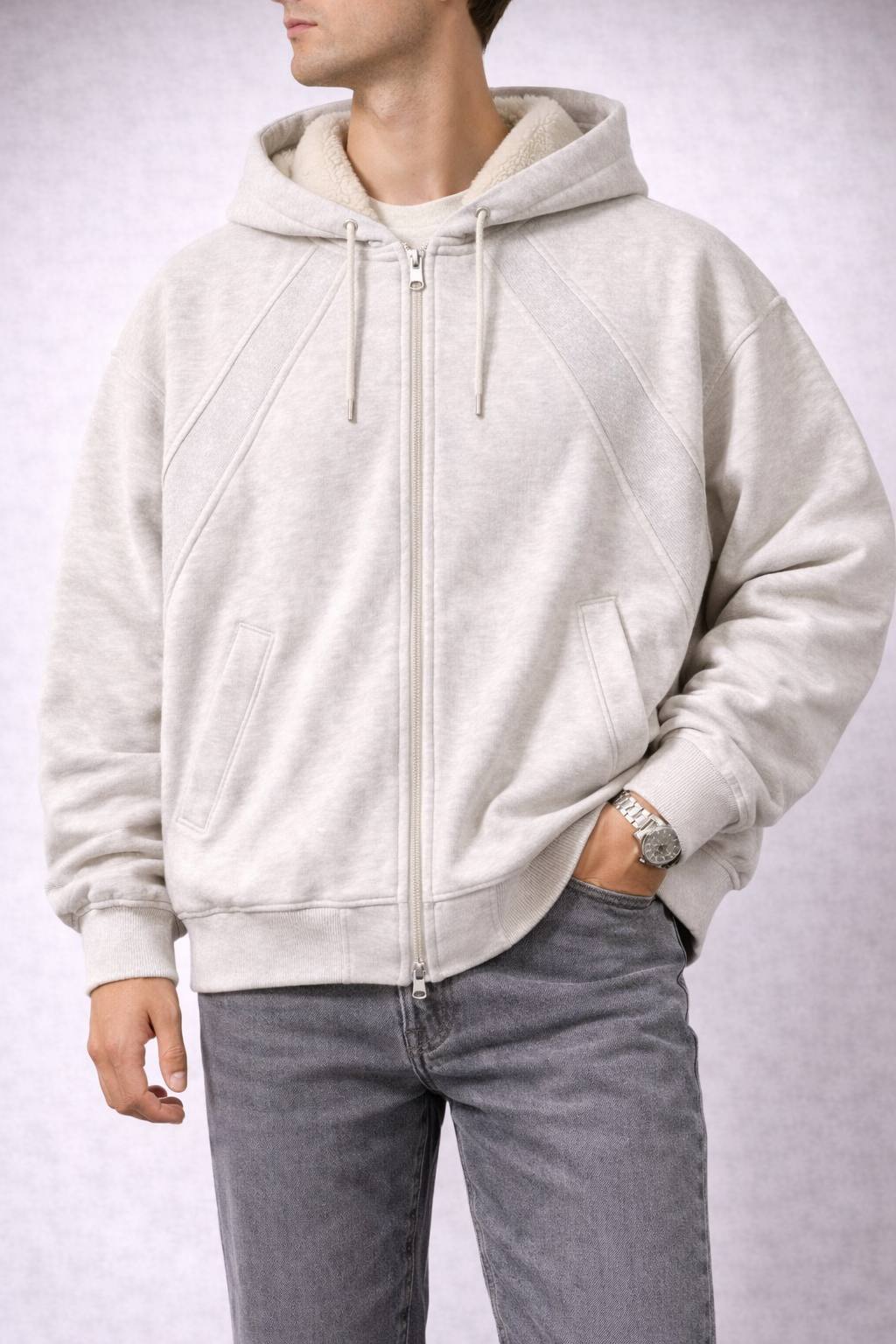 Sherpa-Lined Zip Hoodie