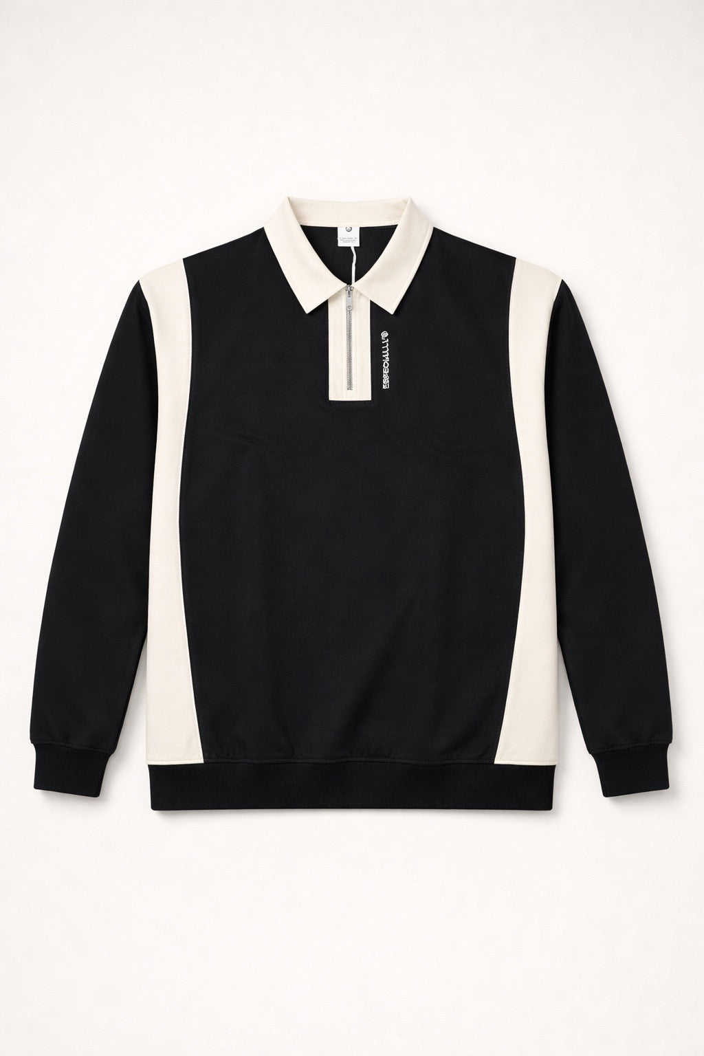 Contrast Panel Quarter‑Zip Sweatshirt