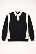 Contrast Panel Quarter‑Zip Sweatshirt
