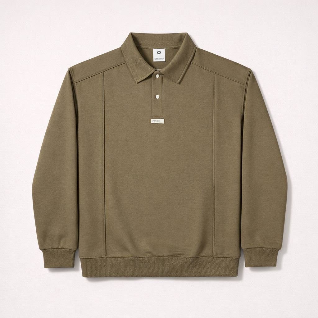Logo Patch Buttoned Polo Sweatshirt