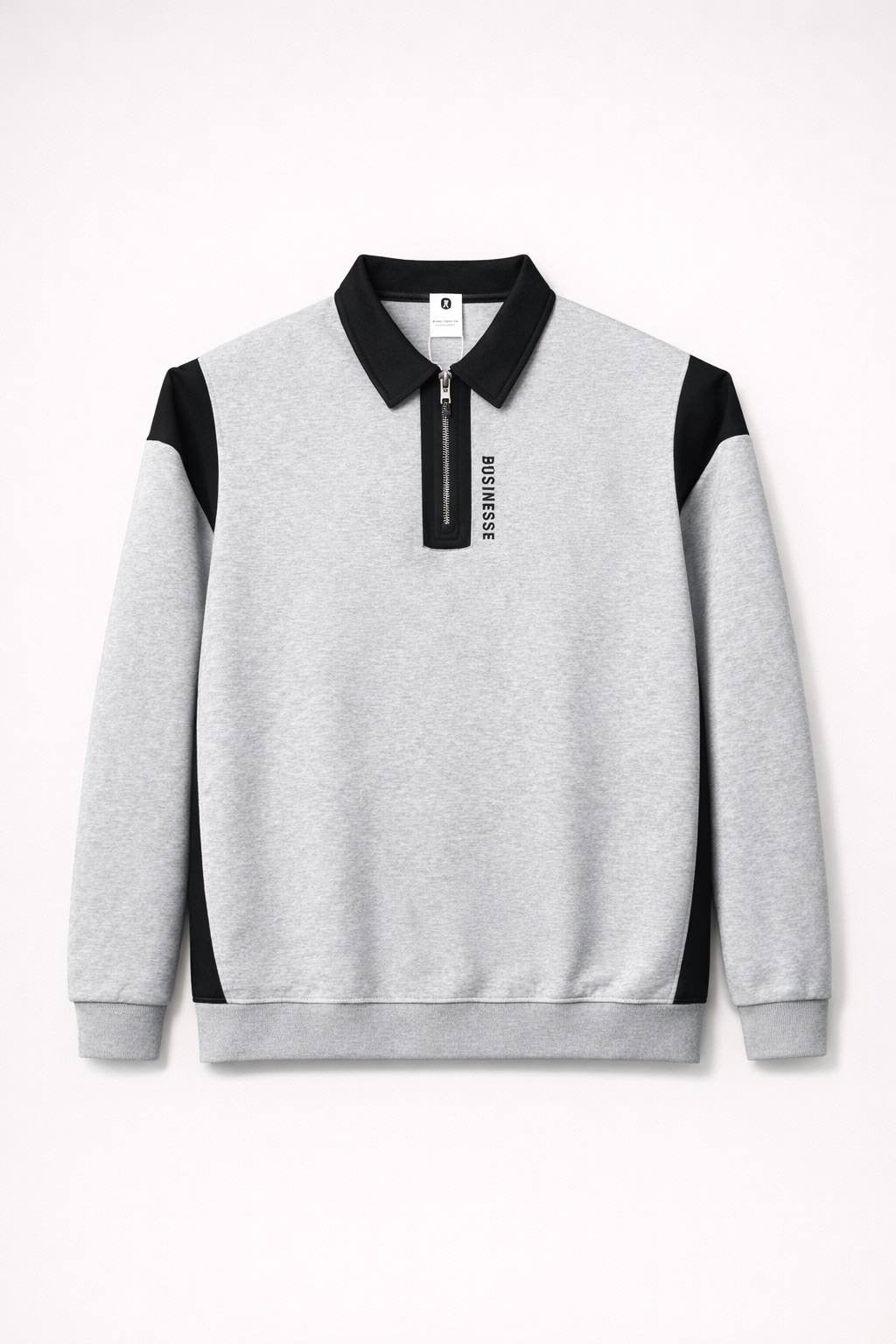 Contrast Panel Quarter‑Zip Sweatshirt