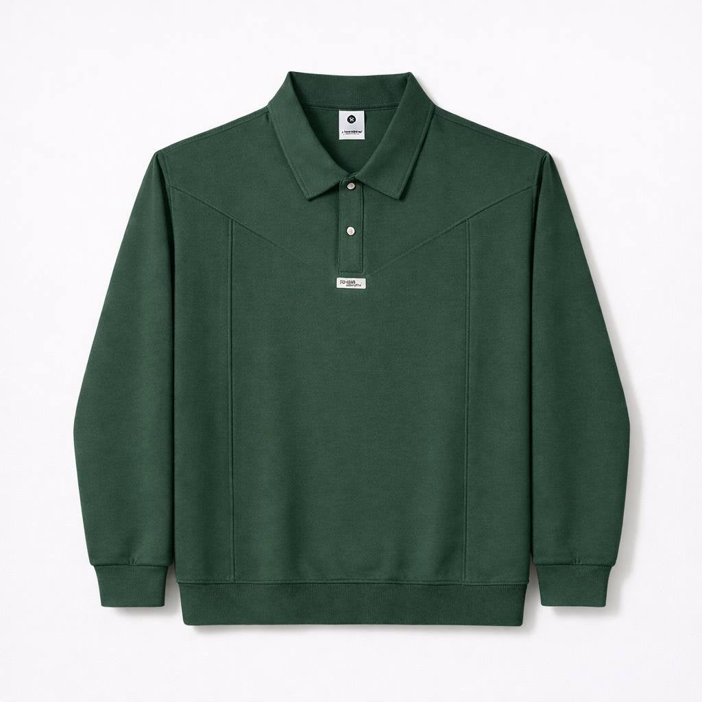 Logo Patch Buttoned Polo Sweatshirt