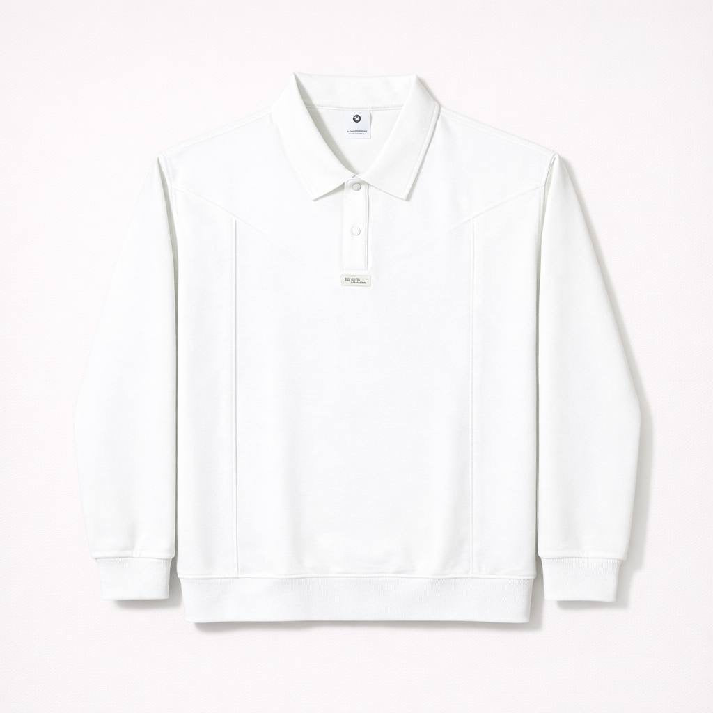 Logo Patch Buttoned Polo Sweatshirt