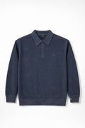 Ribbed Polo Sweatshirt – Navy