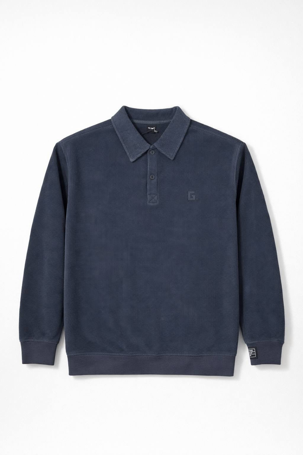 Ribbed Polo Sweatshirt – Navy