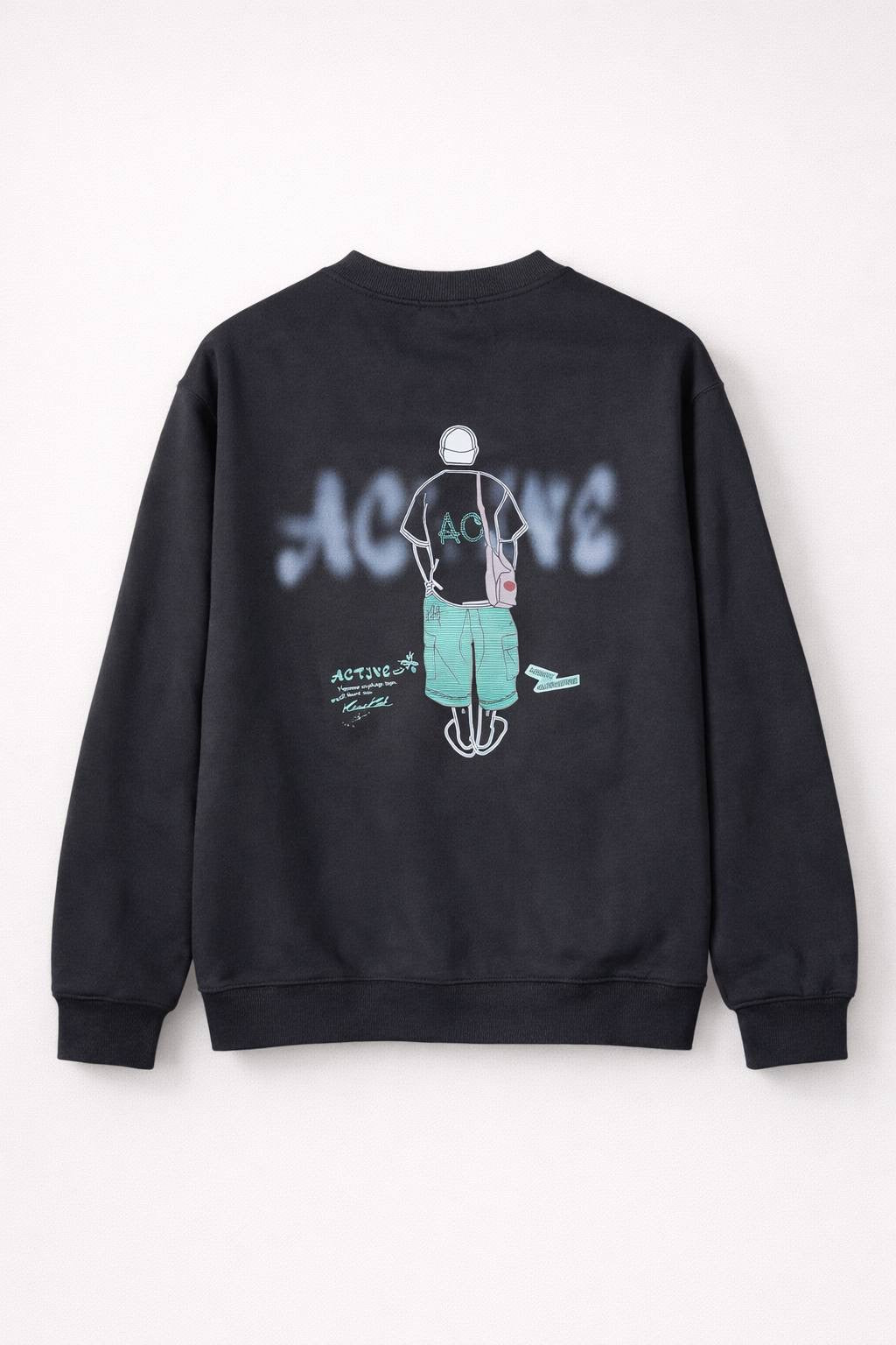 "Active" Graphic Sweatshirt – Black