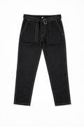 #P-2 Relaxed Fit Belted Pants - Black & Cream