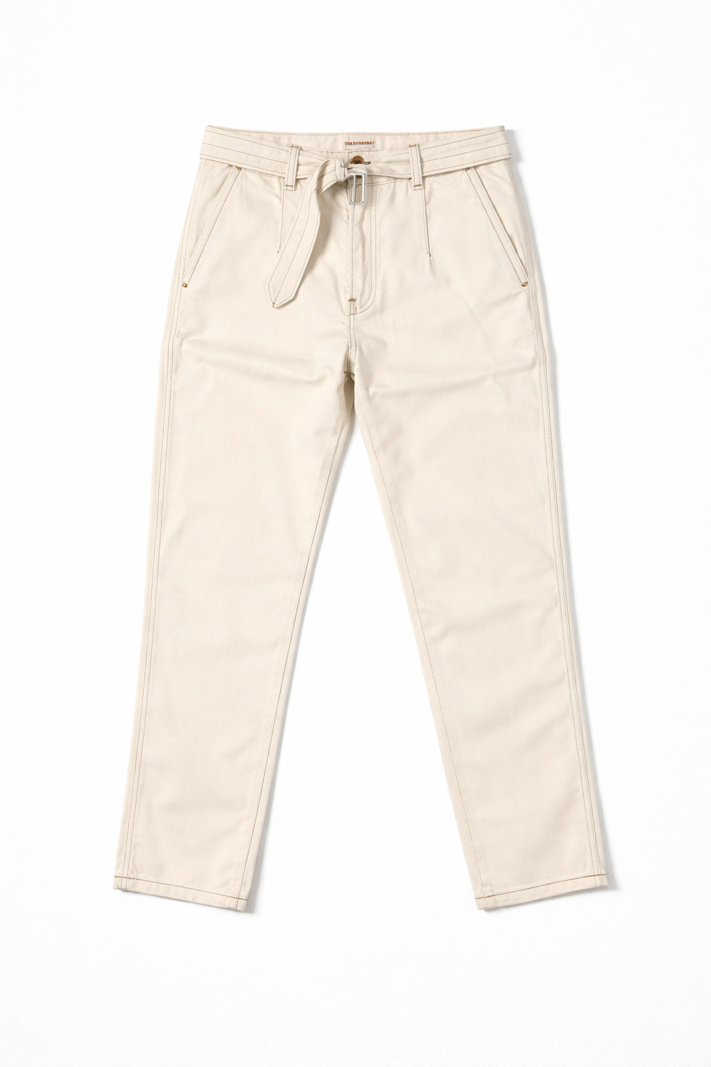 #P-2 Relaxed Fit Belted Pants - Black & Cream