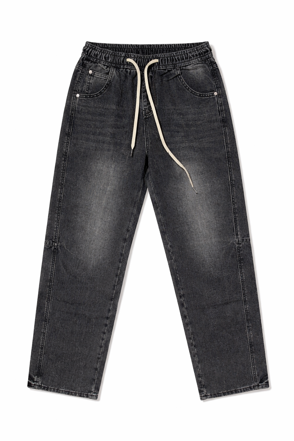 #P-15 Relaxed Fit Washed Black Denim Pants