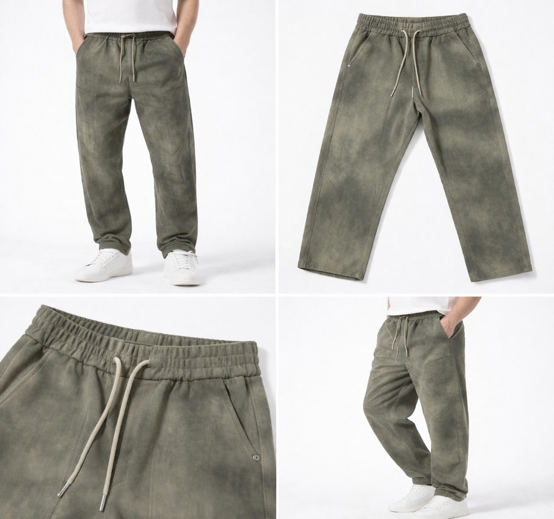 #P-11 Washed Olive Casual Pants