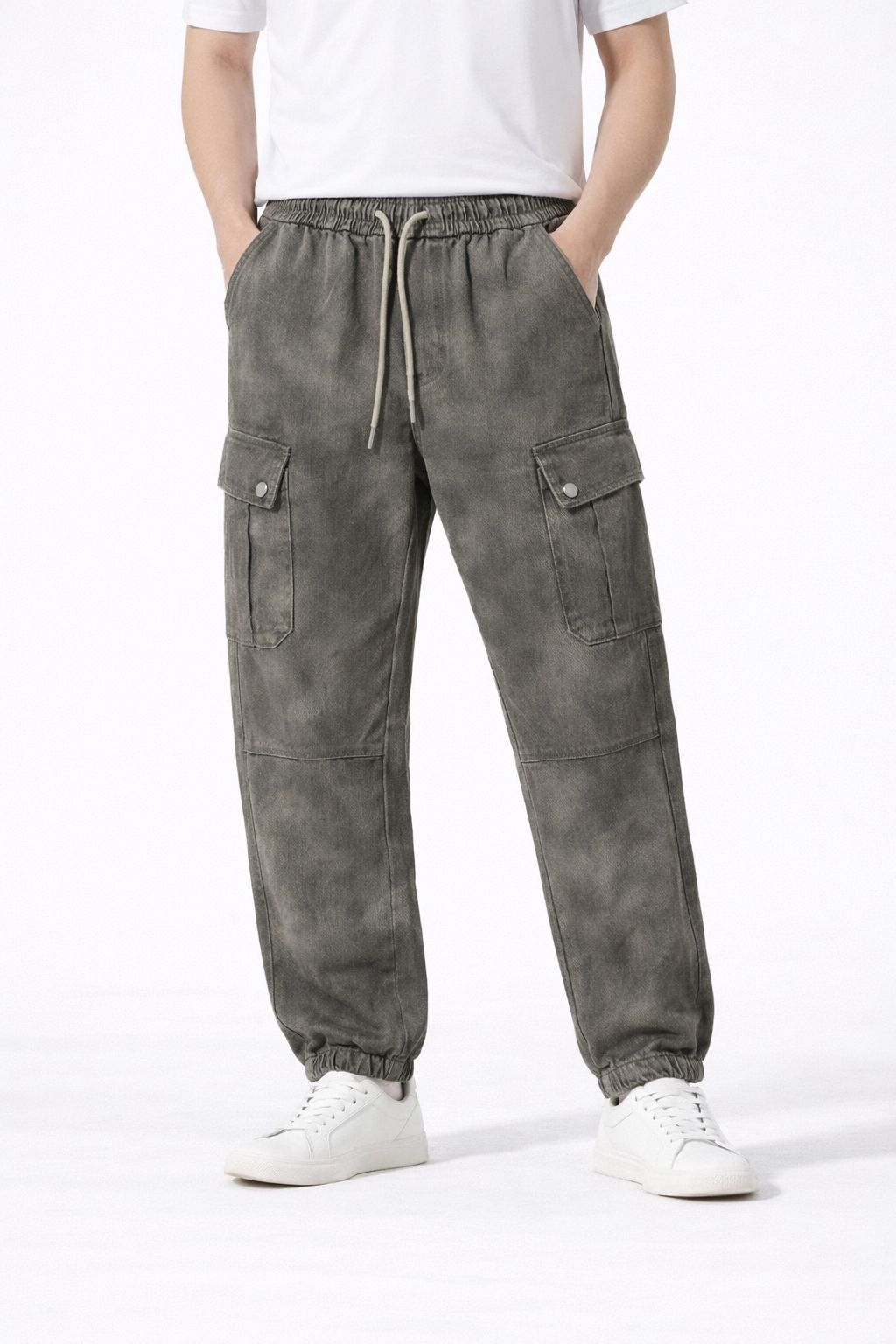 #P-14 Vintage Wash Cargo Jogger Pants