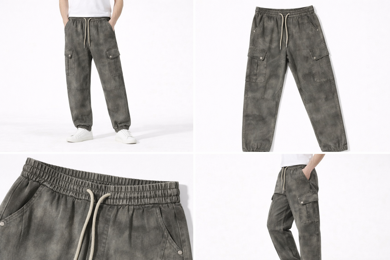 #P-14 Vintage Wash Cargo Jogger Pants