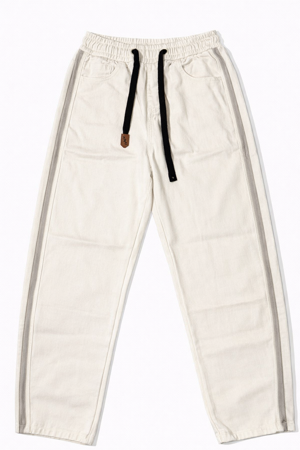 #P-15 Cream Side Stripe Jogger Pants