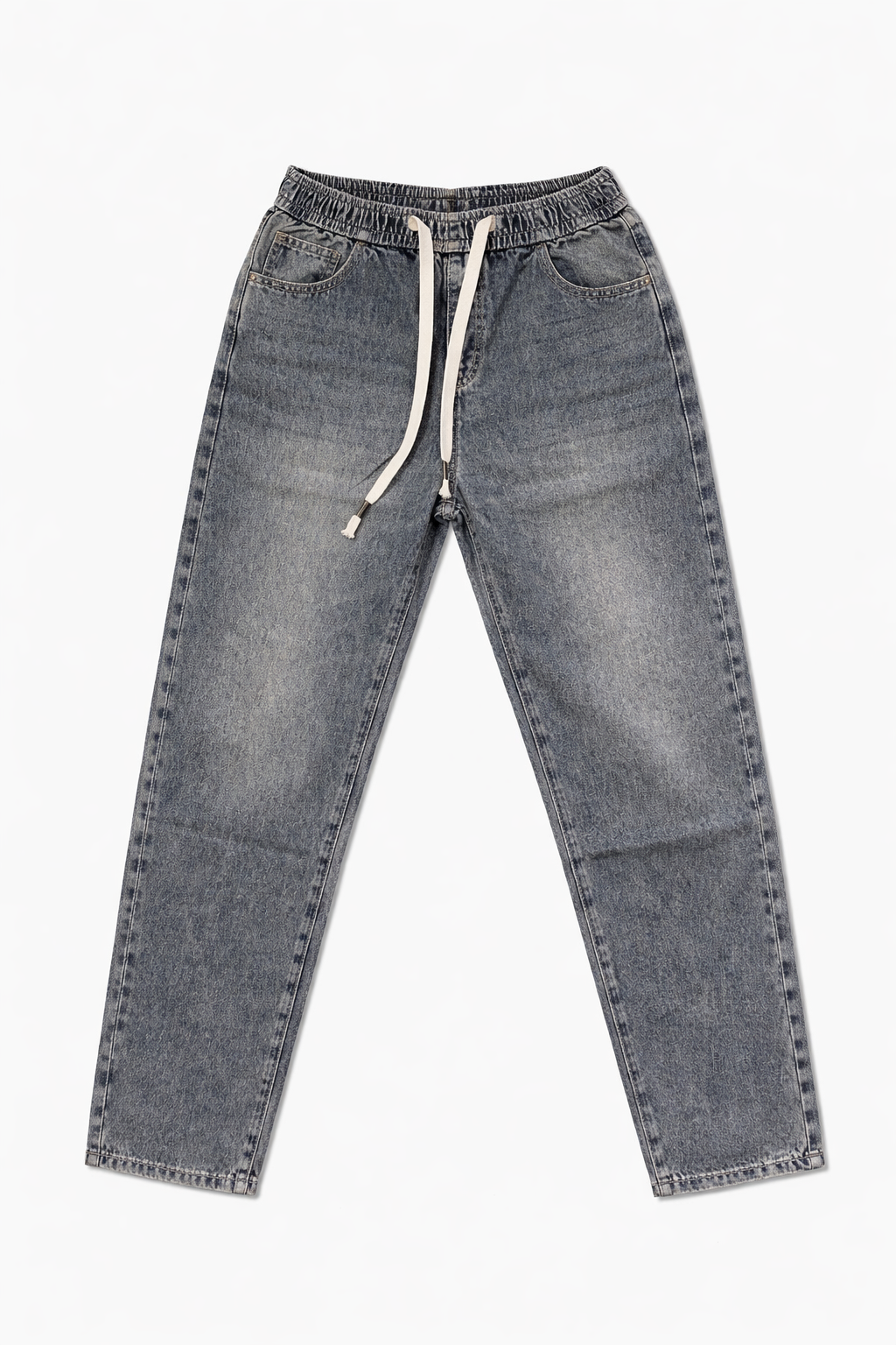 #P-18 Washed Denim Jogger Pants - Dark Washed Grey