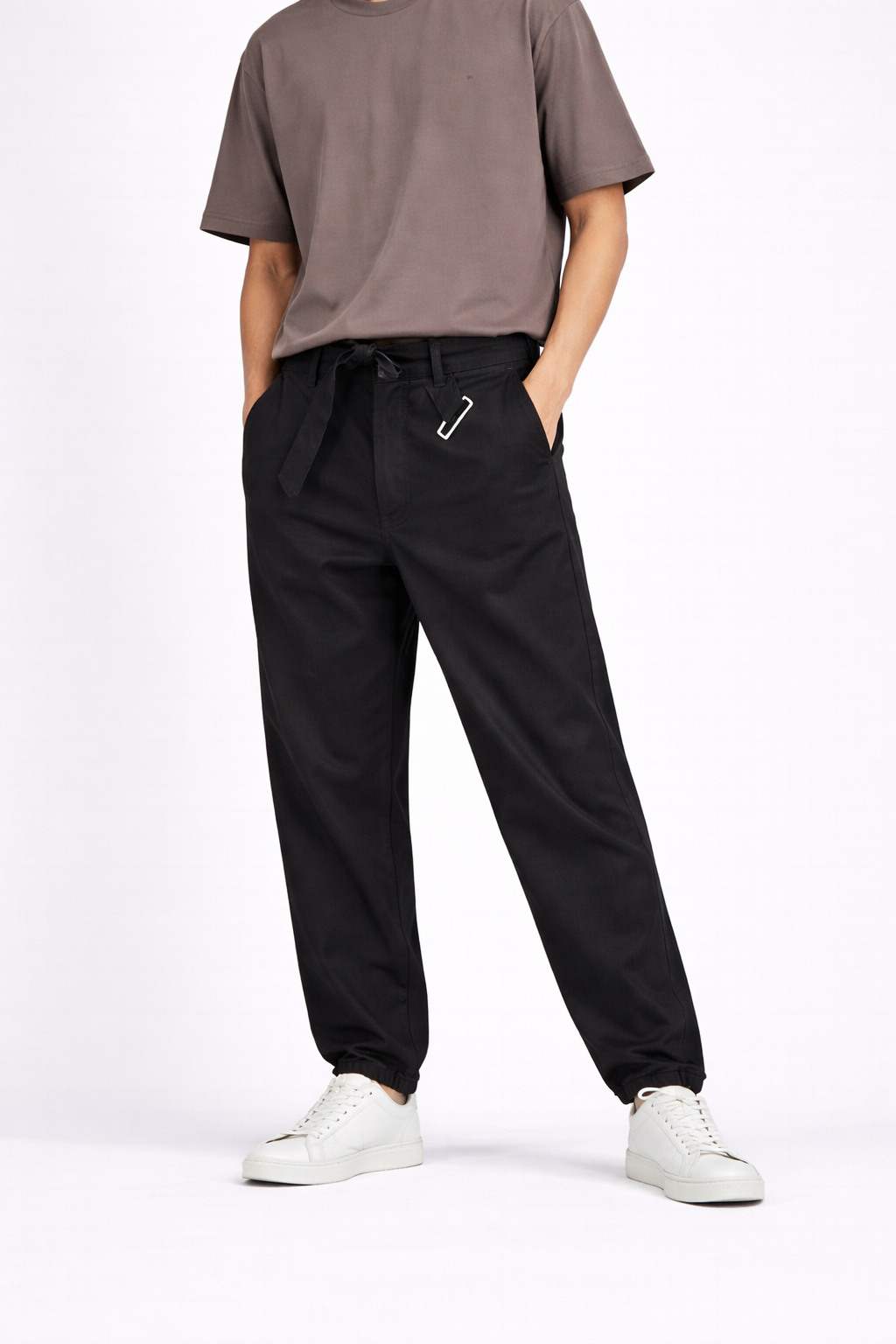 #P-1 Relaxed Fit Belted Pants - Brown & Black