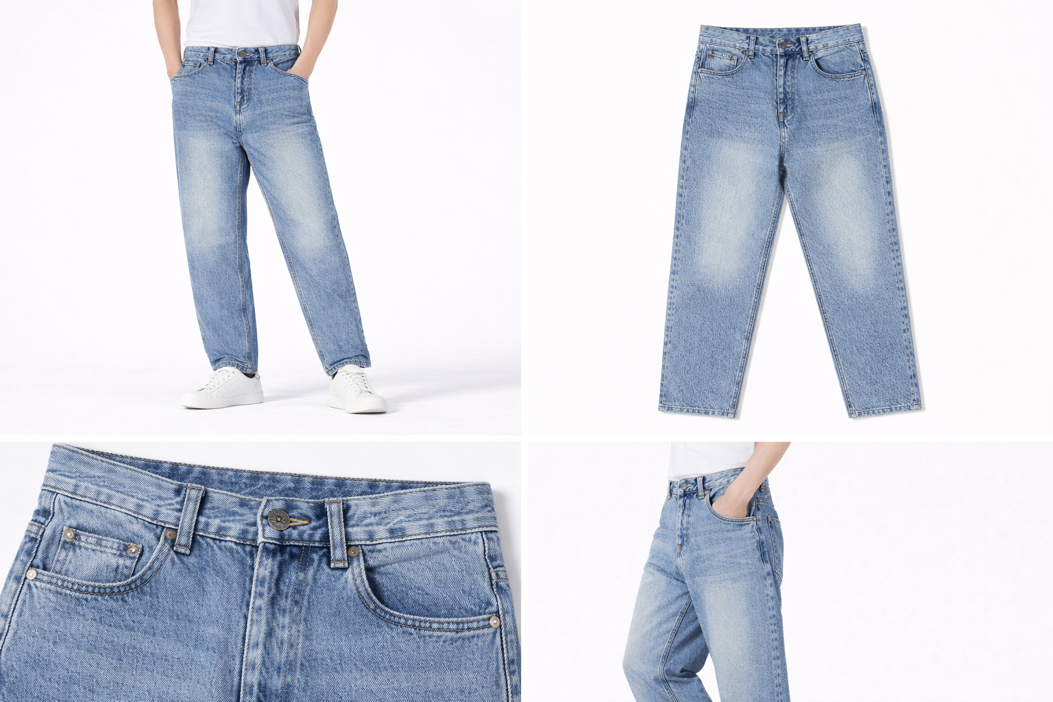 #P-4 Relaxed Fit Washed Denim Jeans