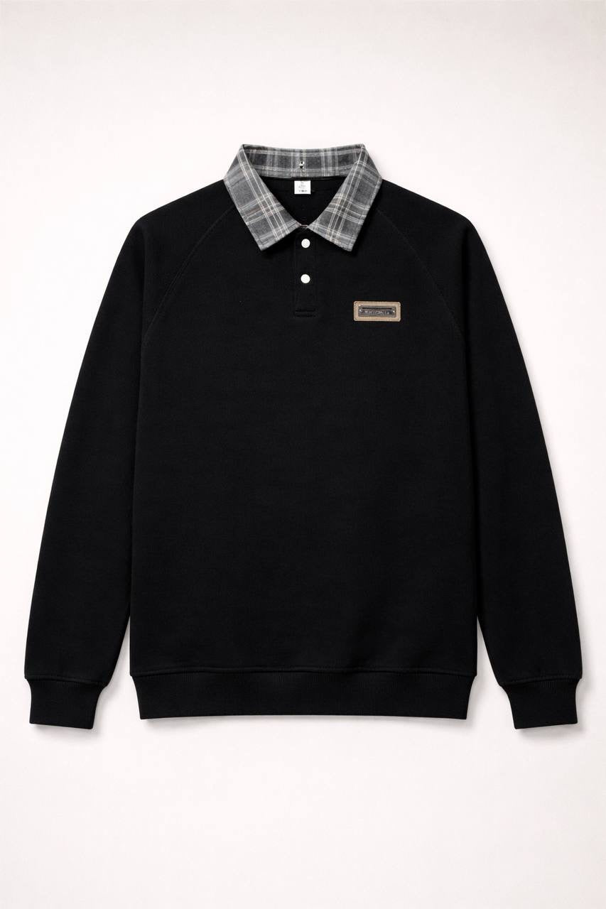 Plaid Collar Corduroy Sweatshirt